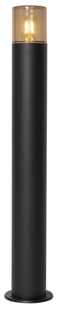 Lampă de exterior de podea neagră cu abajur fumuriu 70 cm - Odense