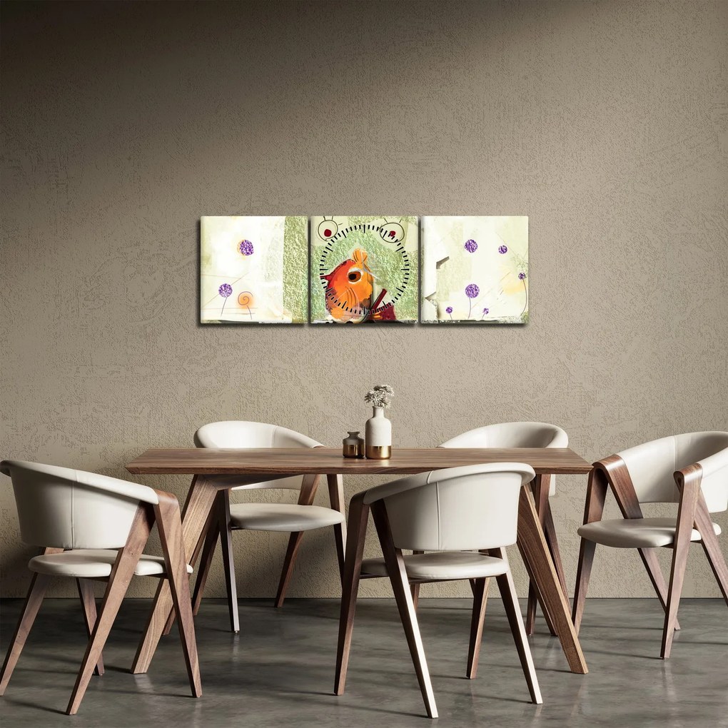 Tablou - Sufletul unei păsări (cu ceas) (90x30 cm)