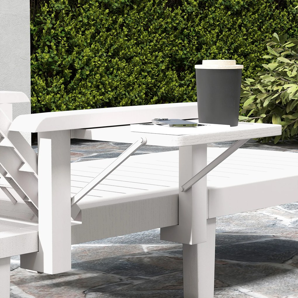 Outsunny Set 2 Șezlonguri cu Spătar Reglabil în 5 Poziții, Măsuță și Brațe Ergonomice, 79x158x88 cm, Gri | Aosom Romania