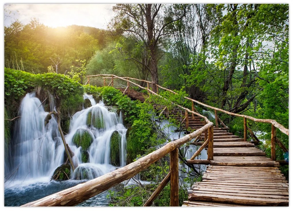Tablou pe sticlă - Lacurile Plitvice (70x50 cm)