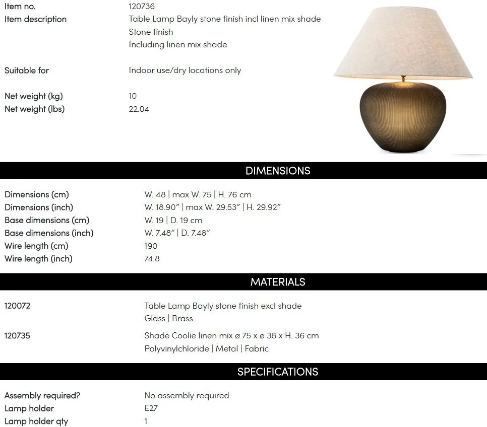 Veioza, Lampa de masa LUX Bayly