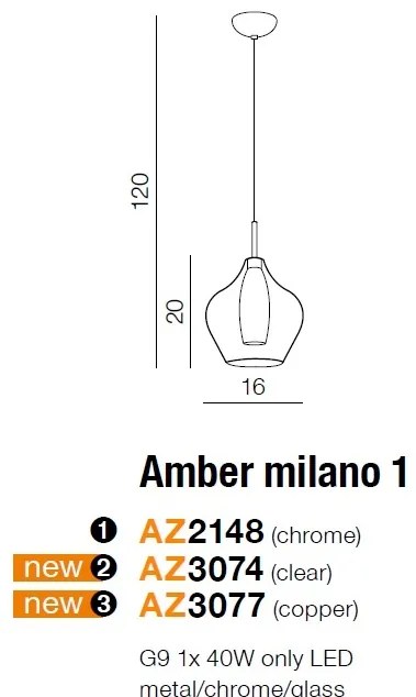 Pendul modern AMBER MILANO 1 clar ZZ AZ3074