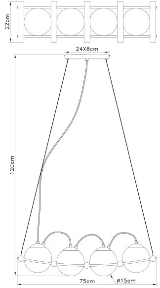 Lustră pe cablu LEONA 4xE27/15W/230V Globo 15883-4H
