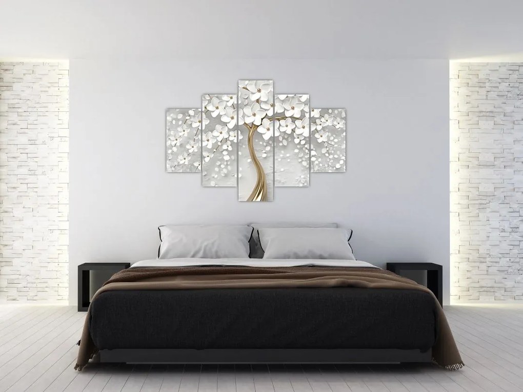Tablou cu copac alb cu flori (150x105 cm)