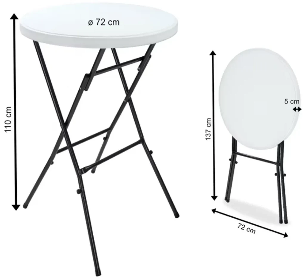 Casaria Masă de petrecere din plastic LYDA, Ø72x110cm, alb