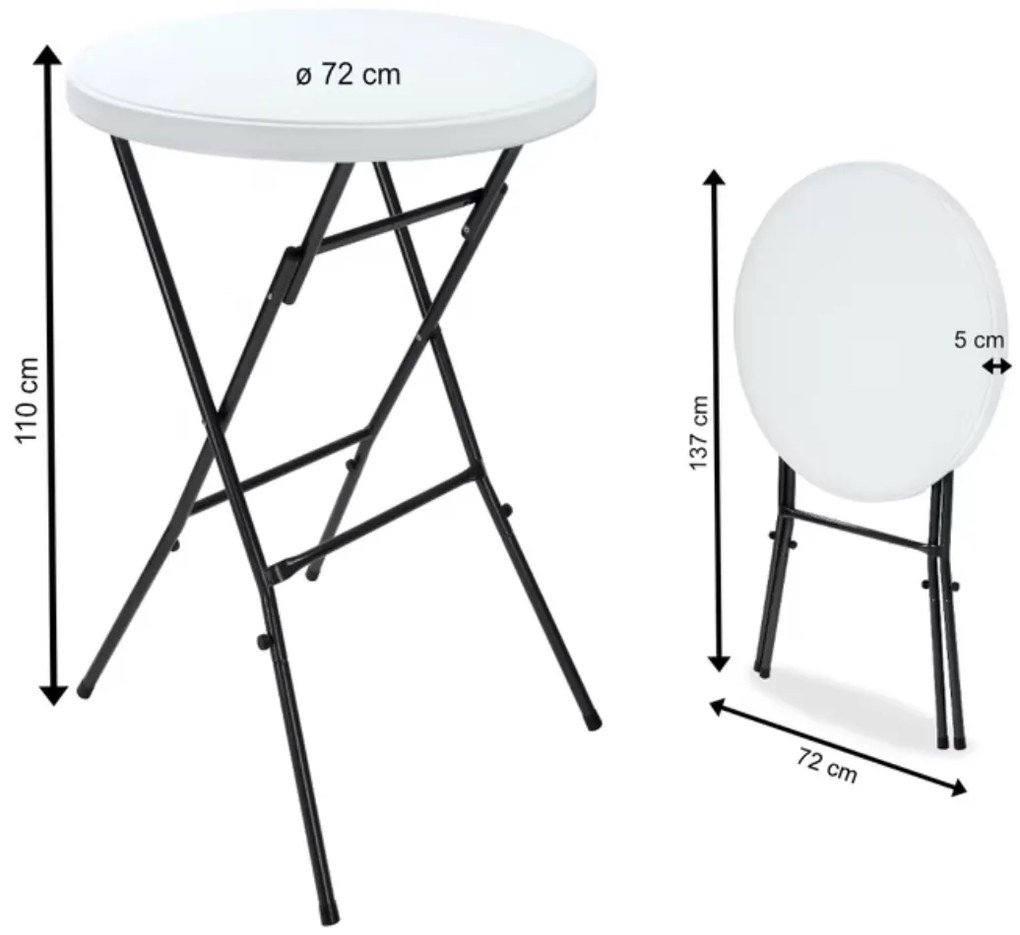 Masă de petrecere din plastic LYDA, Ø72x110cm, alb Casaria