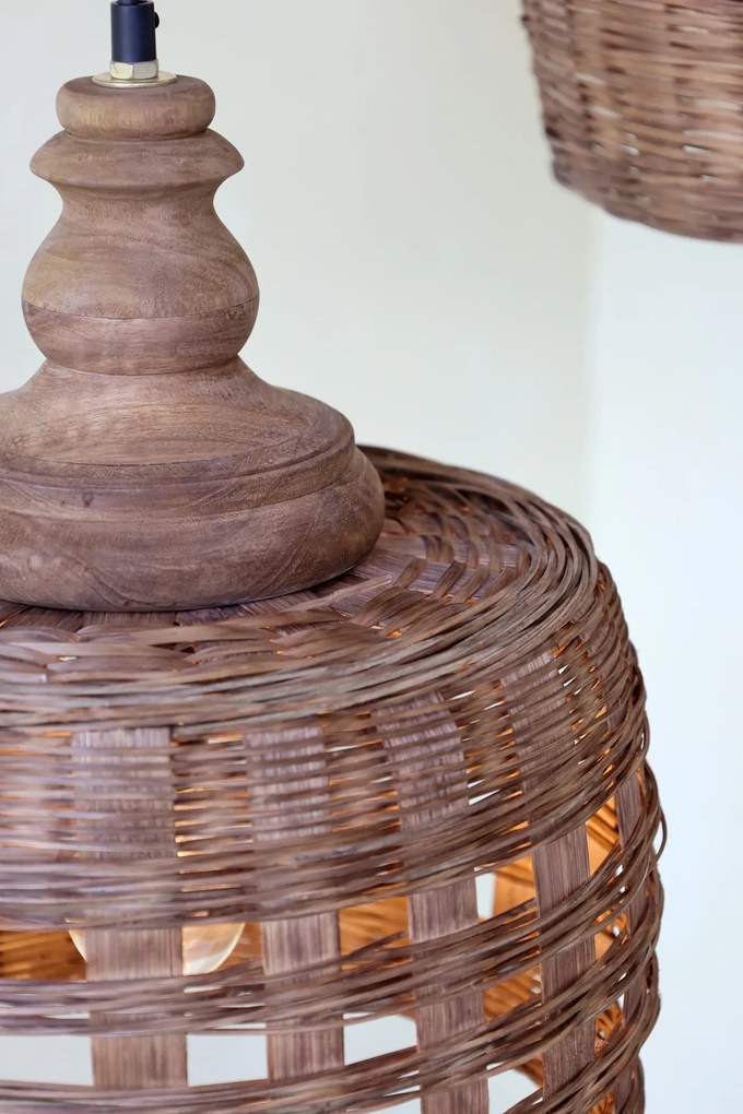 Lustra împletita manual din rattan si rachita, D31 cm