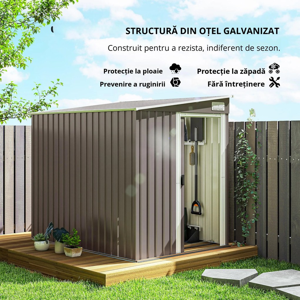 Outsunny Casă din Metal Galvanizat 7 x 5ft, cu Ușă Glisantă | Aosom Romania