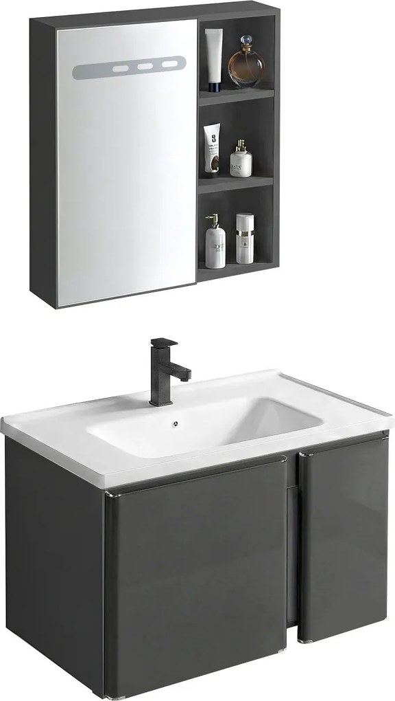 Set mobilier de baie cu lavoar Tula 60cm Grey