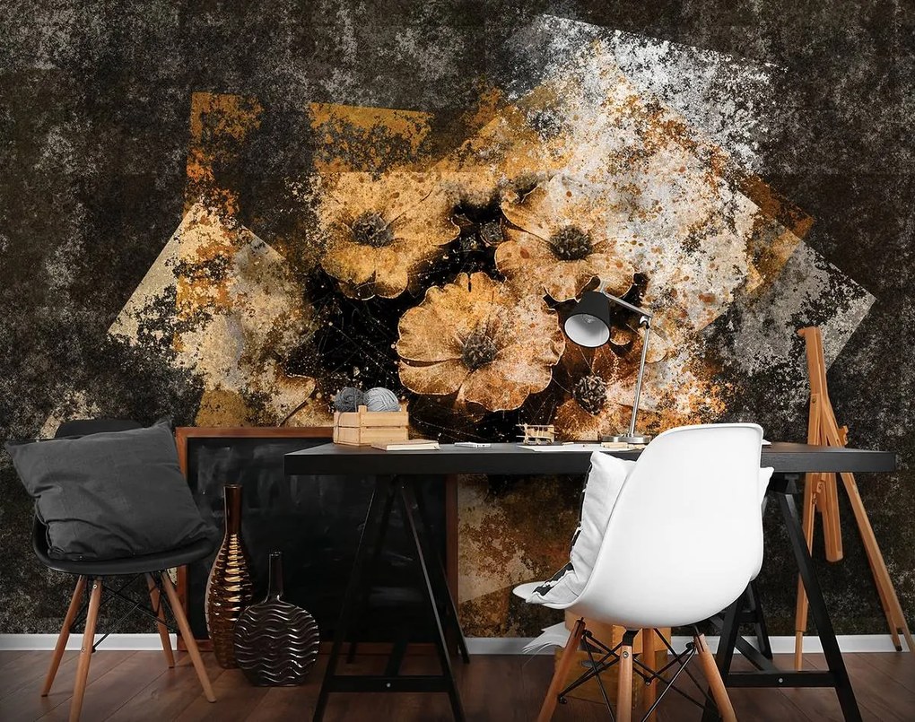 Fototapet - Flori aurii - perete (152,5x104 cm)