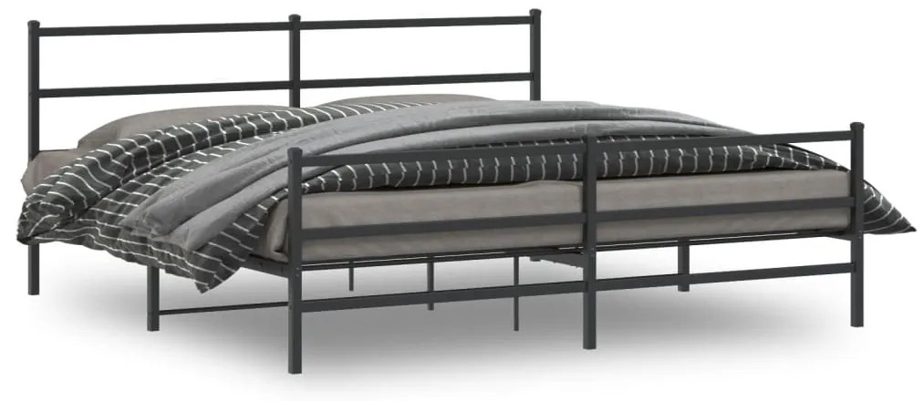 vidaXL Cadru pat metalic cu tăblii de cap/picioare , negru, 183x213 cm