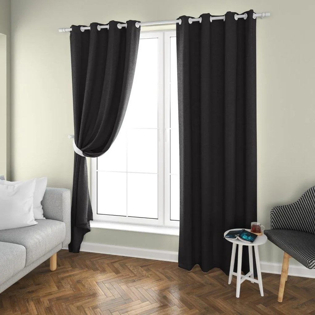 2x draperie neagra OXFORD 140x250 cm