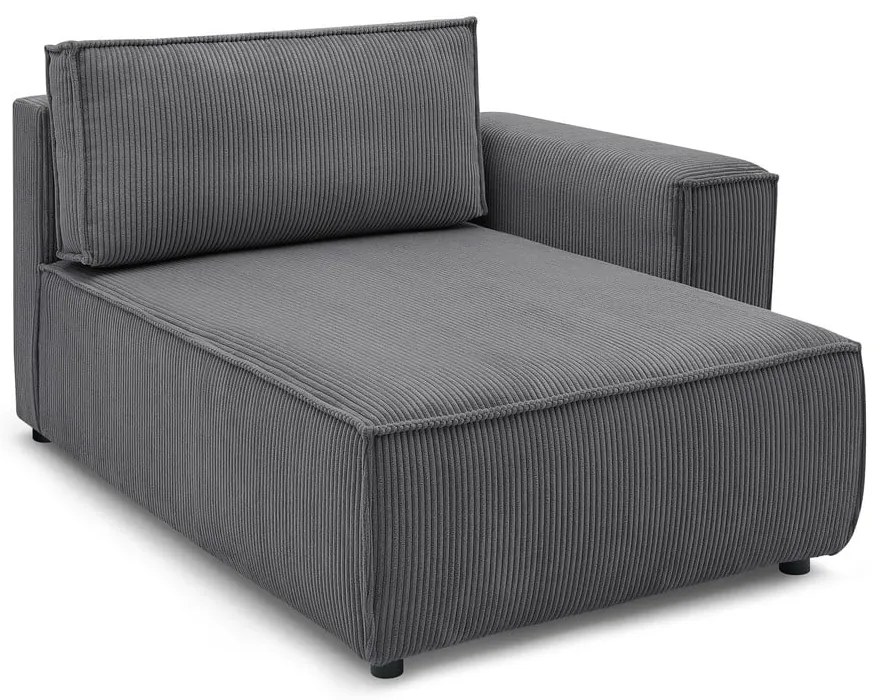 Modul pentru canapea gri închis cu tapițerie din catifea reiată (cu colț pe partea dreaptă) Nihad modular – Bobochic Paris