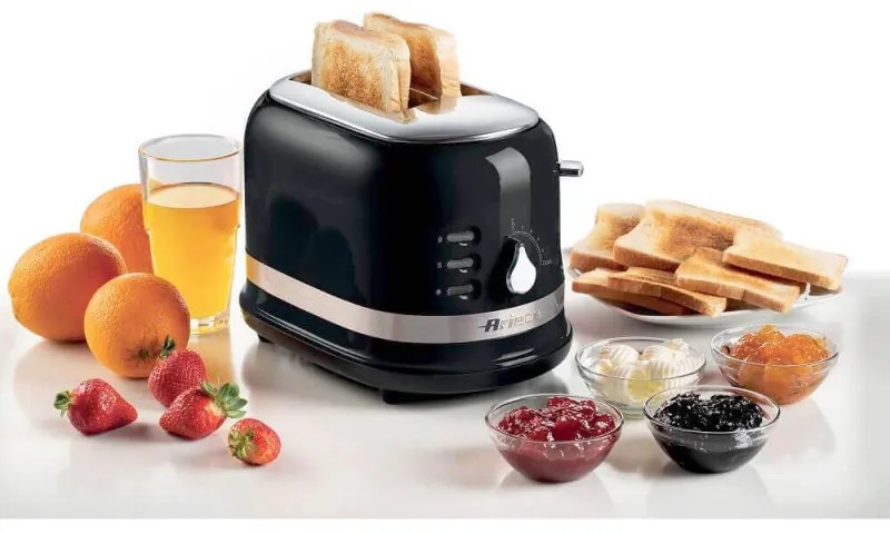 Prajitor de paine Ariete MODERNA 0149/02, 815W, 2 felii, 3 functii, 6 trepte, Tava firimituri detasabila, Negru