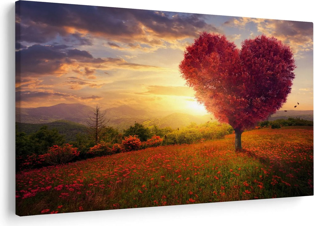 Tablou cu copaci în forma de inimă (90x60 cm)