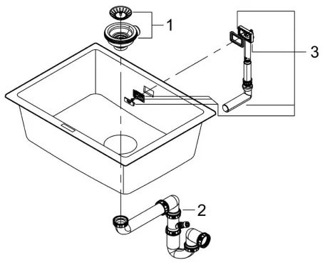 GROHE 31655AP0 - Chiuvetă K700U 610 × 460 mm, piatră neagră/negru
