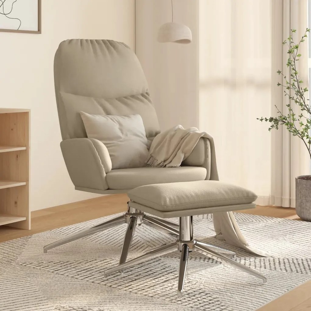 3097377 vidaXL Scaun relaxare cu taburet, gri deschis, imitație piele întoarsă