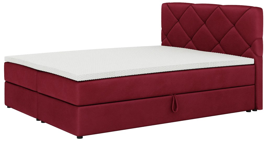Pat matrimonial Boxspring 180x200 cm Karum (bordo) (cu somieră și saltea). 1007791