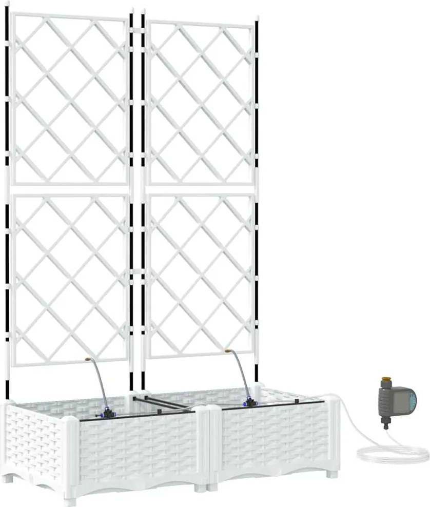 vidaXL Vază pentru Grădină 2 pcs Alb Oțel