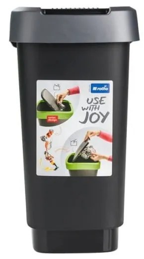 Coș de gunoi din plastic reciclat, argintiu-negru 10 l Twist - Rotho