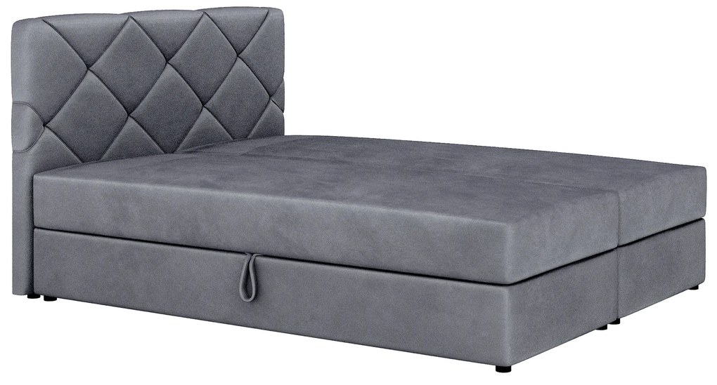 Pat matrimonial Boxspring 180x200 cm Karum (cu saltea și somieră) (gri închis). 1007794