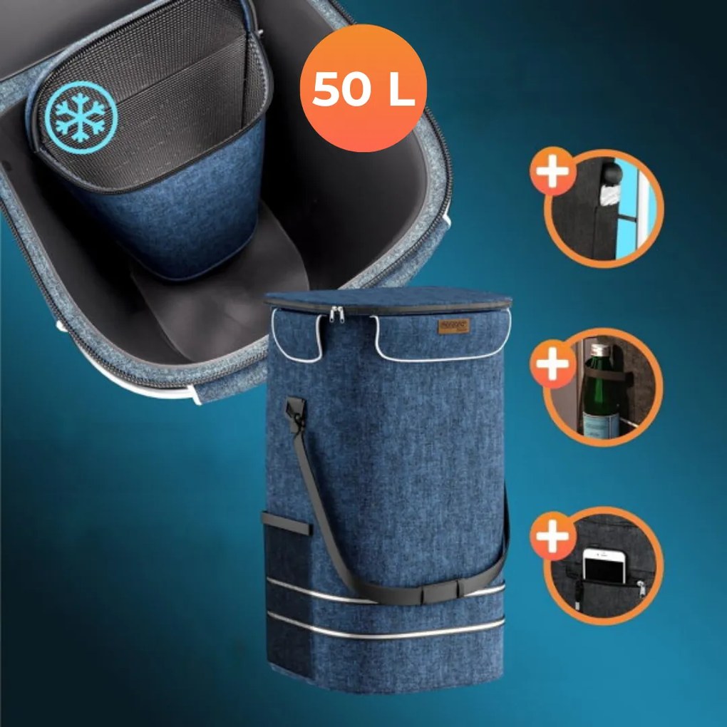 Geantă de cumpărături pe roți pentru scări COMFORT, 50L, albastru Monzana