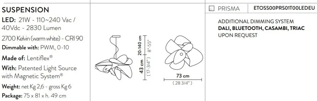 Lustra LED realizata manual Etoile Prisma