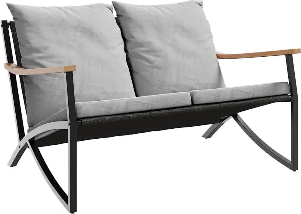 vidaXL Bancă de grădină cu perne, negru, 120 cm, oțel