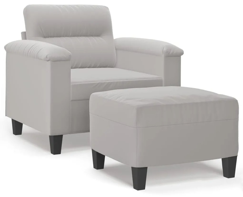 3153660 vidaXL Fotoliu canapea cu taburet, gri deschis, 60 cm, microfibră