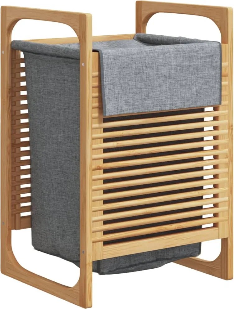 vidaXL Coș de rufe cu sac gri 32x30x36,5 cm, bambus