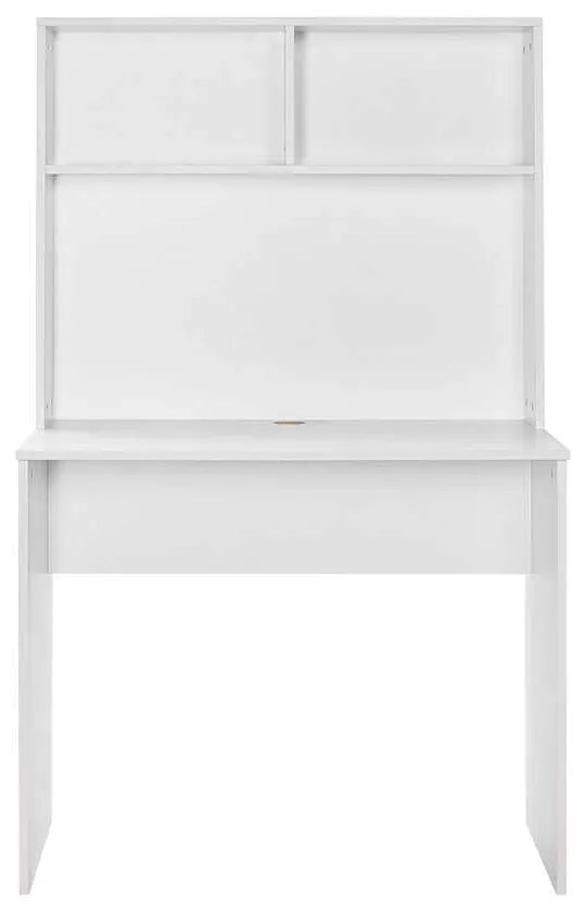 Birou Adore White cu biblioteca, Alb, 90x148x52 cm