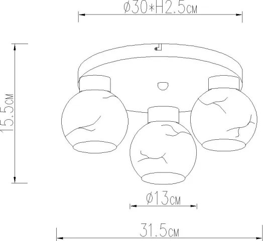 Globo 15999M-3D - Plafonieră RAGUSA 3xE27/60W/230V Ø 31,5 cm