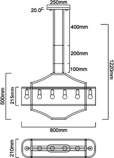 Open Design OR84849 - Lustră pe tijă GERDO OVALE 6xE14/12W/230V crom lucios/alb