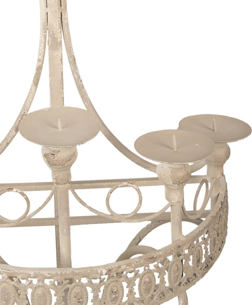 Sfesnic 10 lumanari, bej, din metal, aspect vintage,44x19x143 cm