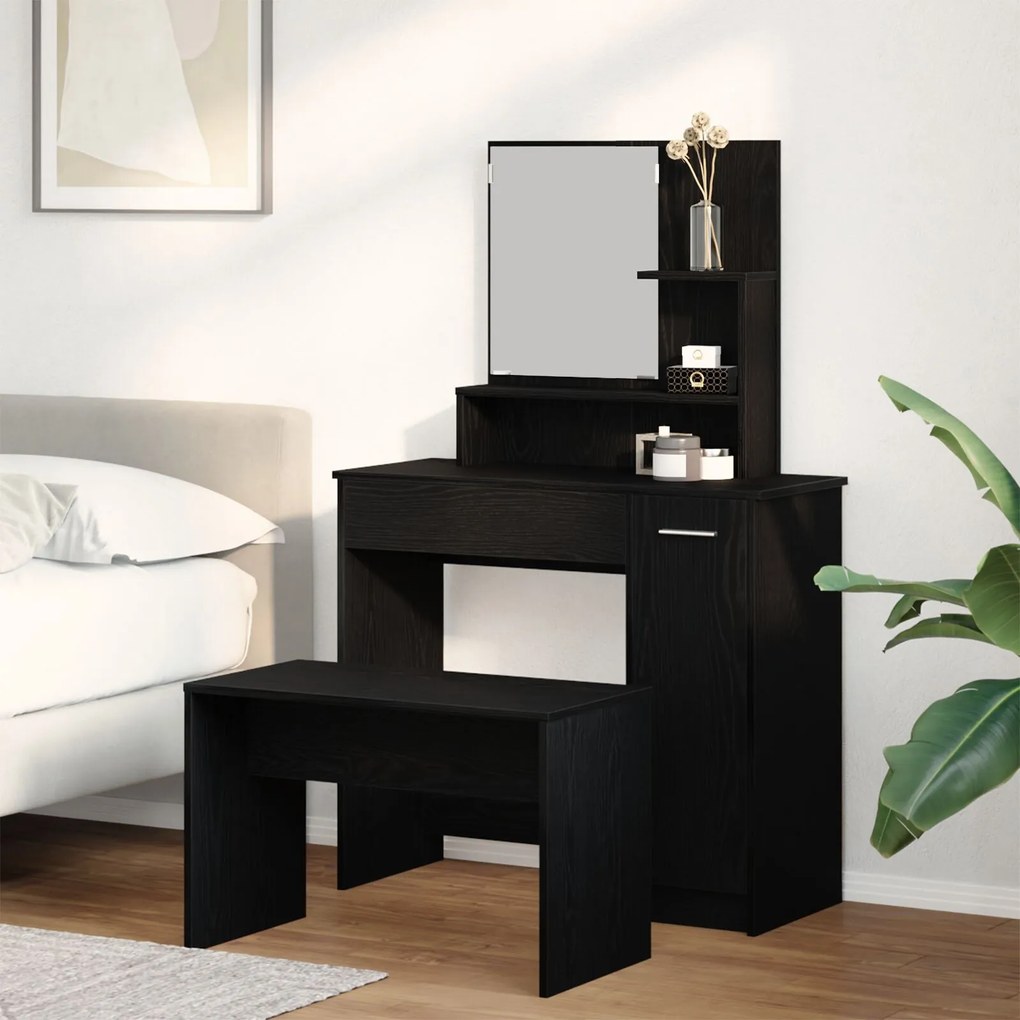 vidaXL Set de Dressing Stejar negru 86.5 x 35 x 136 cm Lemn compozit