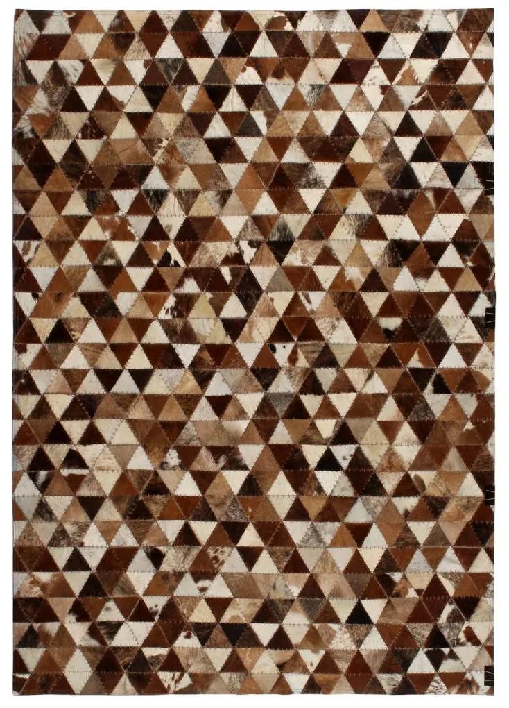 vidaXL Covor piele naturală, mozaic, 120x170 cm triunghiuri maro/alb