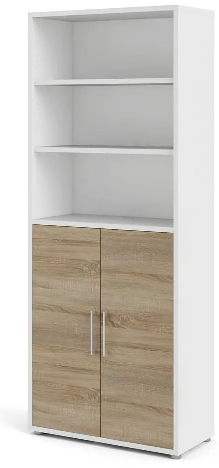 Bibliotecă modulară albă/cu aspect de lemn de stejar 89x222 cm Prima – Tvilum