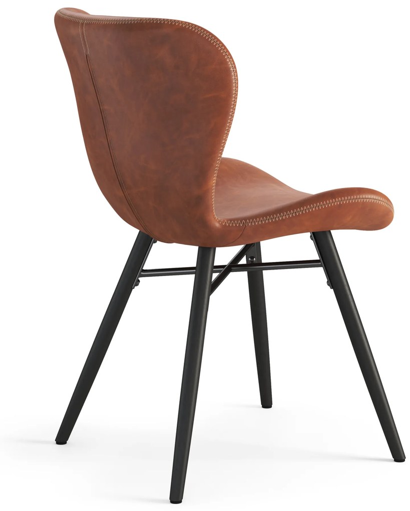 MAZZONI EXPORT ALTEA Piele ecologică Retro Brandy/picioare negre - SCAUN MODERN PENTRU LIVING/SUFRAGERIE/BUCĂTĂRIE/BIROU