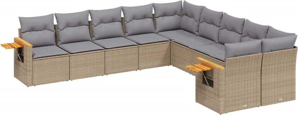 vidaXL Set canapele de grădină cu perne, 10 piese, bej, poliratan