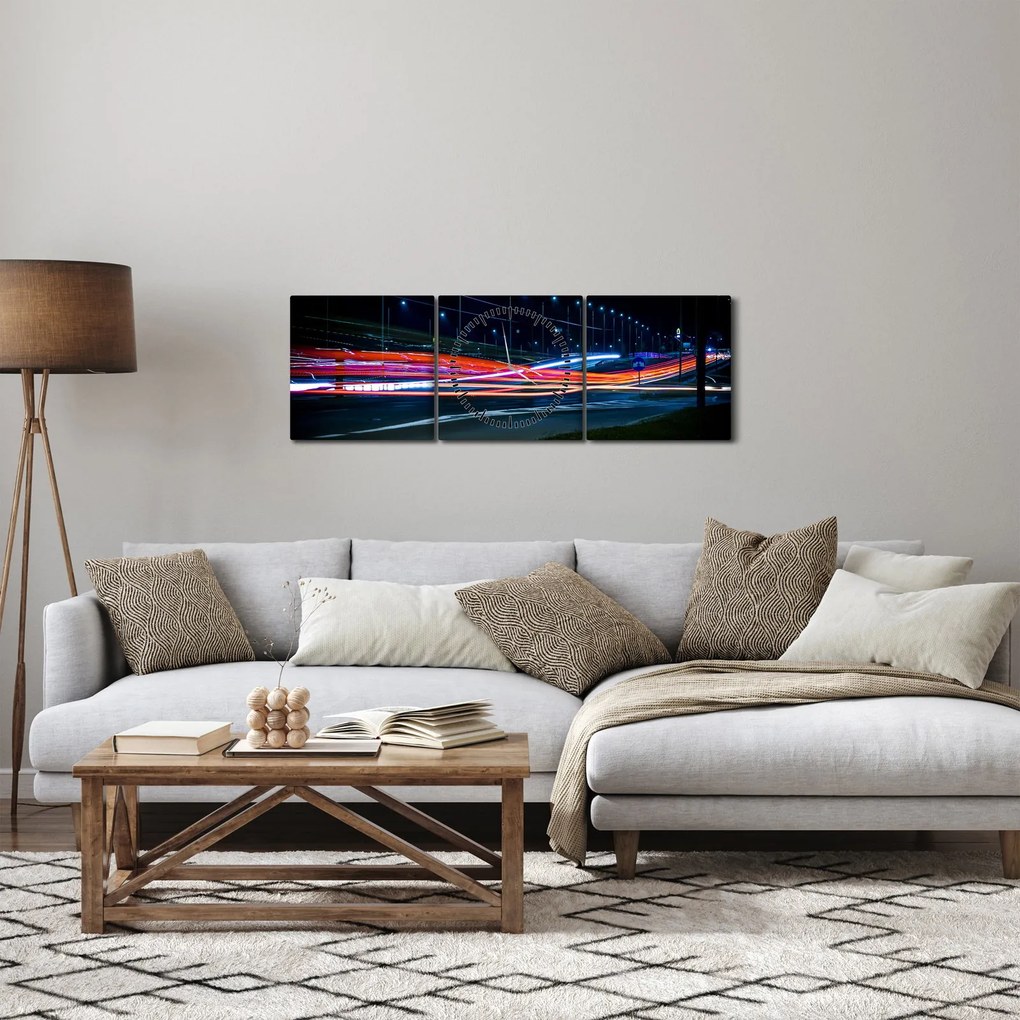 Tabloul orașului nocturn (cu ceas) (90x30 cm)