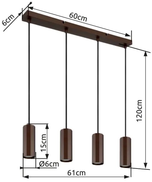 Lustră pe cablu Globo 57919-4H JAMES 4xGU10/25W/230V