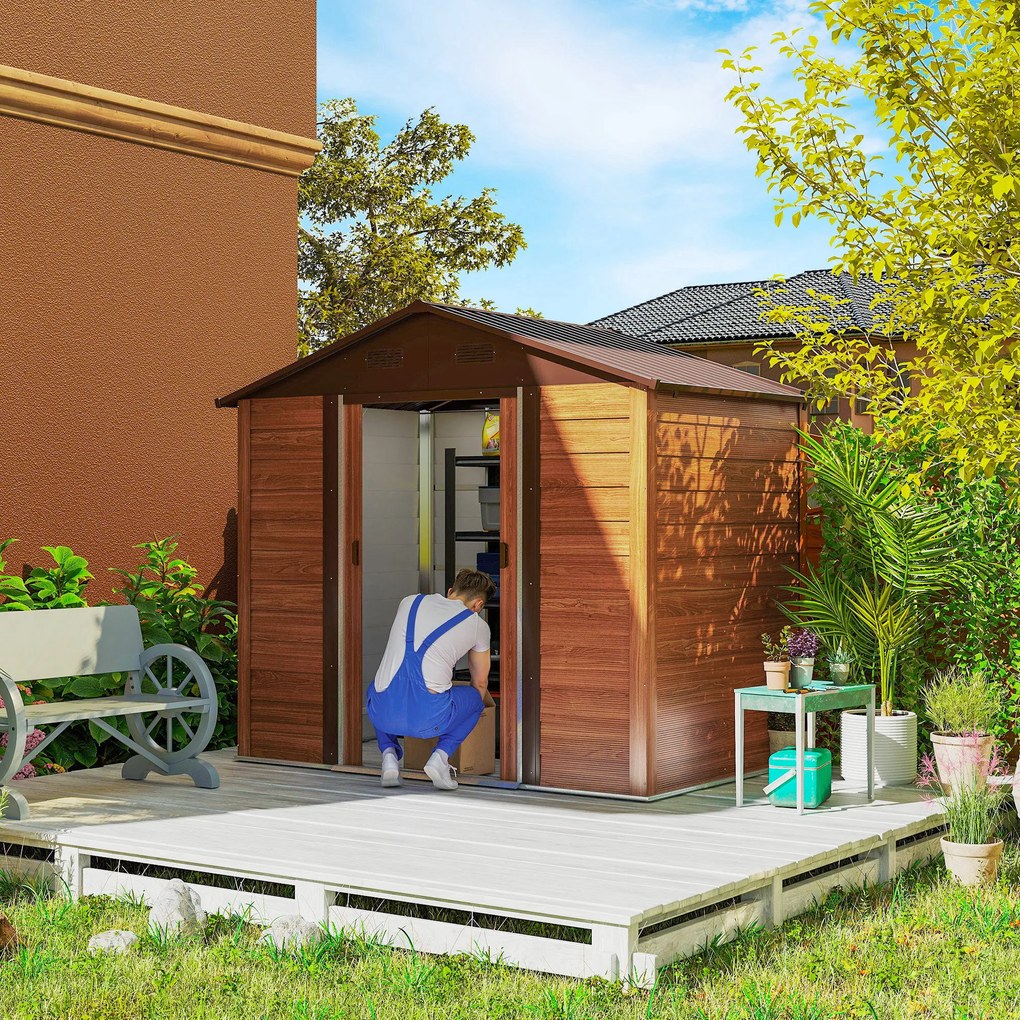 Outsunny Magazie de Grădină din Oțel cu Uși Glisante Duble 236x196x208 cm | Aosom Romania
