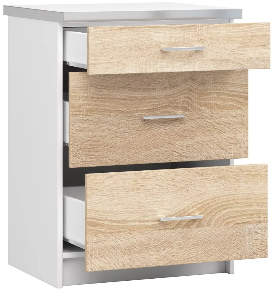 Dulap inferior de bucătărie Lula s60 sz3 (Alb mat + stejar sonoma). 1068767