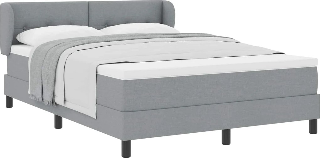 vidaXL Pat cu arcuri cu saltea Gri deschis 140 x 190 cm țesătură