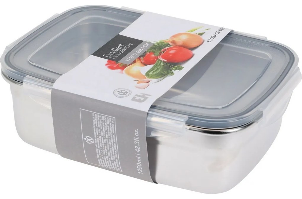 Cutie din oțel inoxidabil Excellent Houseware cucapac din plastic 1250 ml, 1,25 l