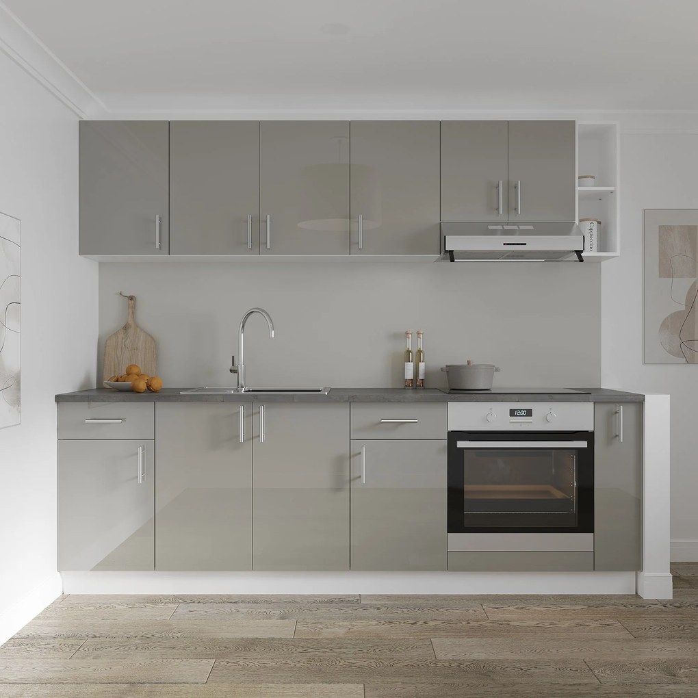 Corp Masca Chiuveta Karo, 2 Usi, Gri Lucios/Alb, MDF, 80 x 50 x 80 cm