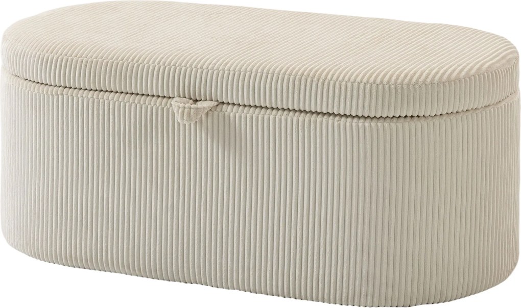 HOMCOM Ottomană de depozitare, tapițerie din cord cu șezut căptușit, bancă la capătul patului, 105 x 51 x 49 cm, Bej | Aosom Romania