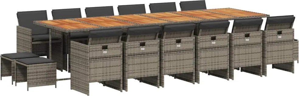 vidaXL Set mobilier de grădină cu perne, 17 piese, gri, poliratan