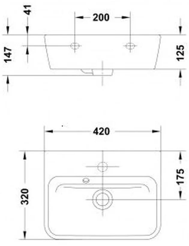 Lavoar suspendat alb 42 cm Gala Emma 420x320 mm