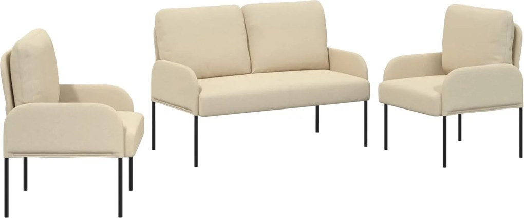vidaXL Seturi de canapele cu pernă 3 pcs Crem 115 x 56 x 80 cm placaj